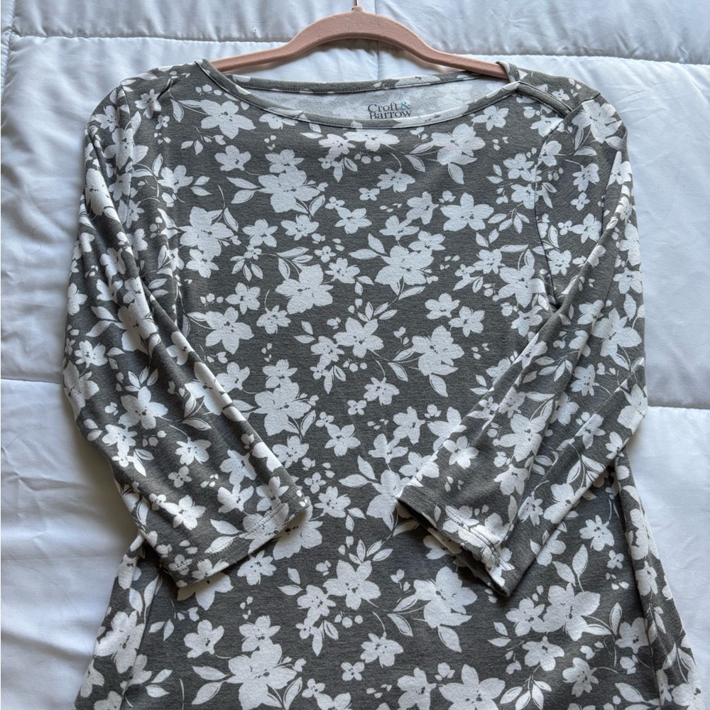 Gray Floral Top by Croft & Barrow